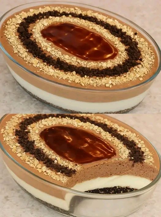 Verrine Géante Chocolat, Crème Vanille et Biscuit Croquant