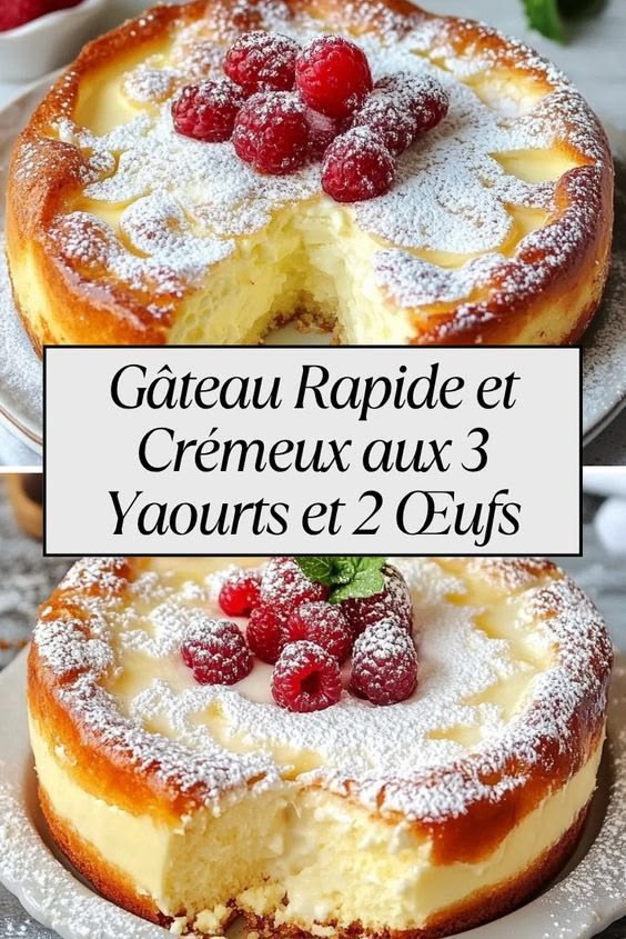 Gâteau Rapide et Crémeux aux 3 Yaourts et 2 Œufs